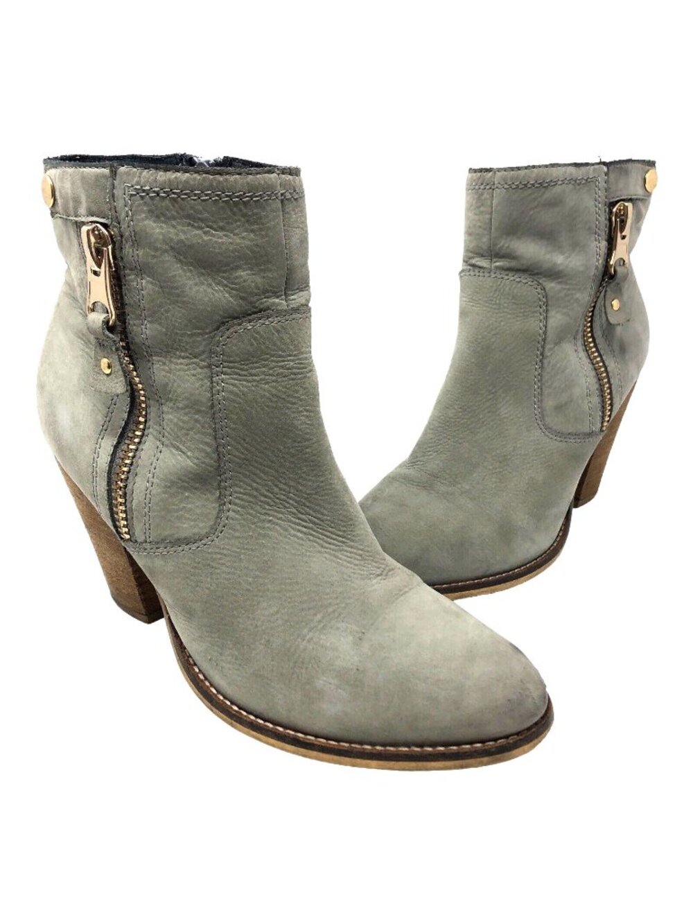 Aldo Boots Womens 10 Olenalla Sage Nubuck Leather Ankle Booties Block High Heel